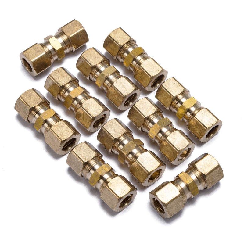 LTWFITTING 3/8-Inch OD Compression Union,Brass Compression Fitting(Pack of 10) - Image 1